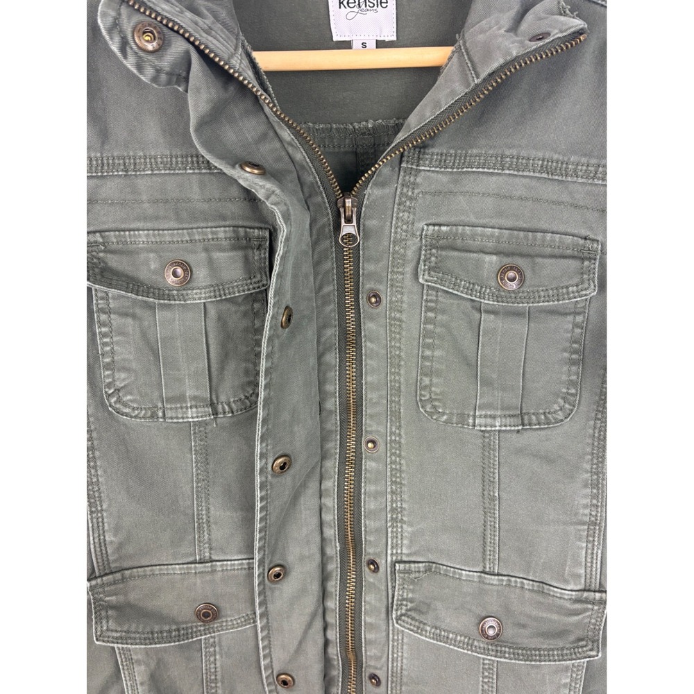 Kensie Jeans Olive Military Utility Jacket Size Small Cotton Stretch - Picture 10 of 13